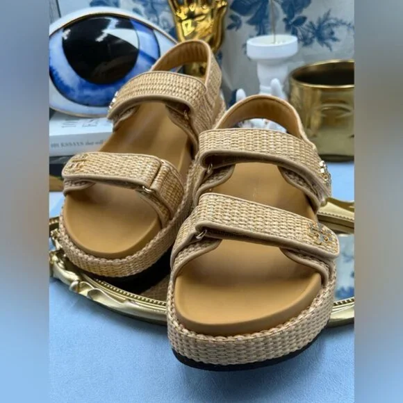 🆕 TORY BURCH 🧿 NWOB Kira Sport Sandal, Havana Sand Natural Raffia - Sz US 8.5 - Picture 9 of 15